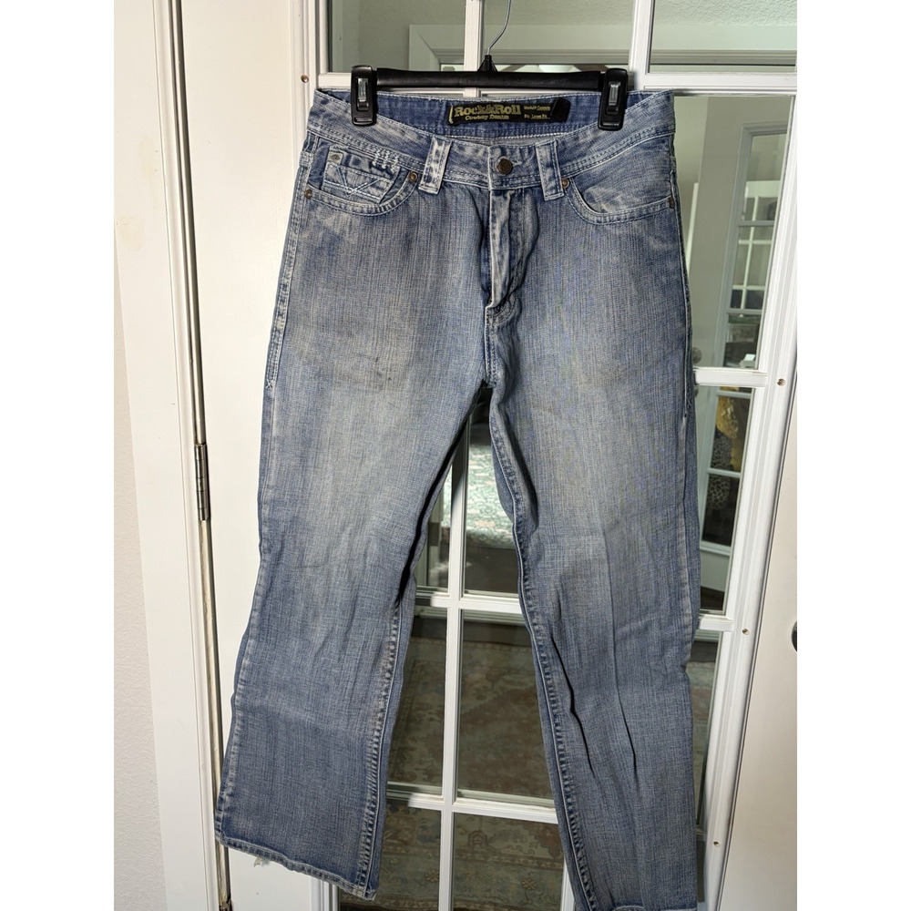 Rock & Roll Cowboy Men's 32x32 Distressed Bootcut Jeans Western Cowboy Ranch